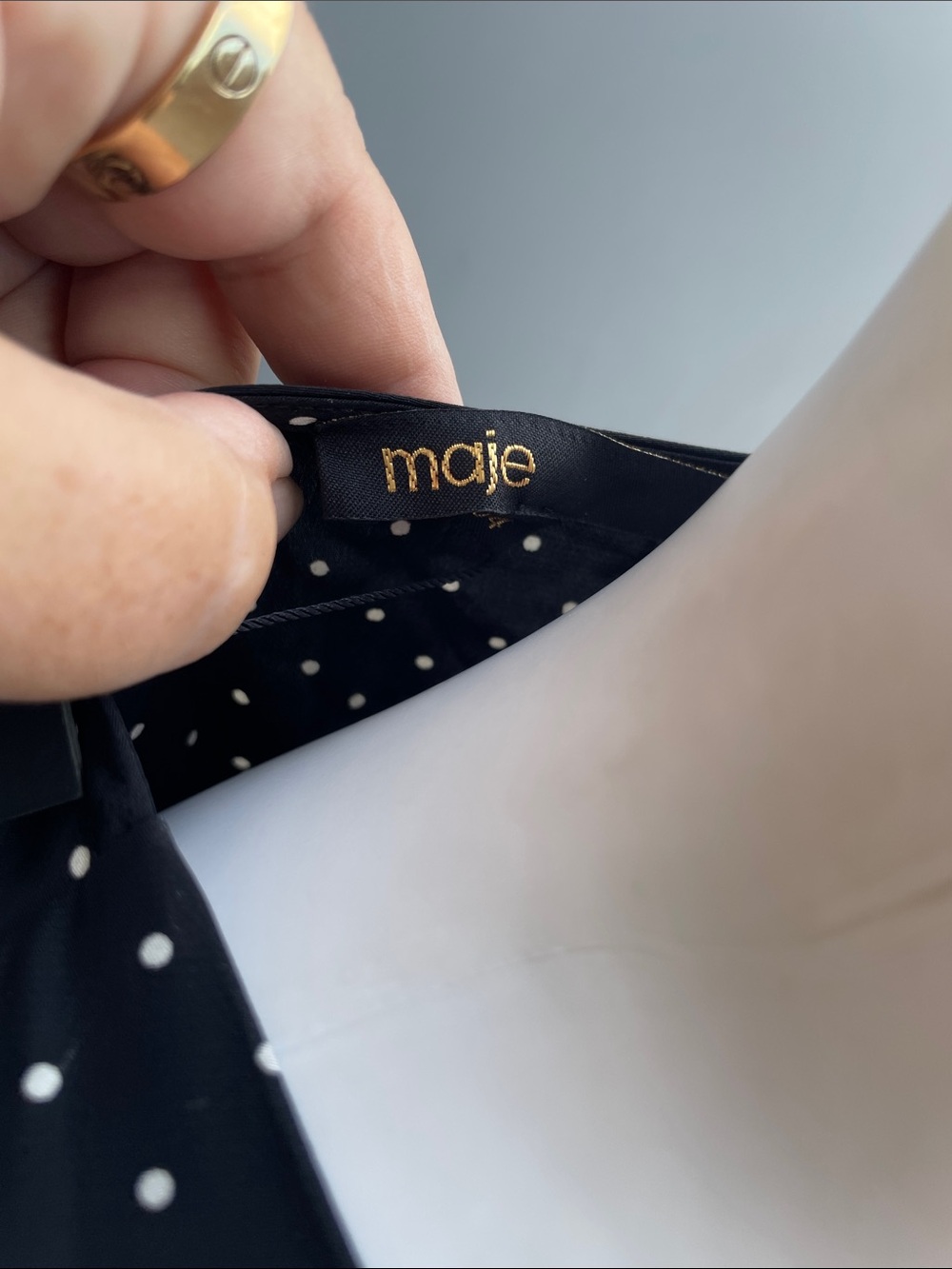 MAJE Black Polka Dot Midi Dress Size 34 - Picture 9 of 13